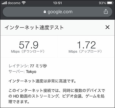 WiMAX Speed Wi-Fi HOME L02の通信速度(2020年12月1日 14時頃)