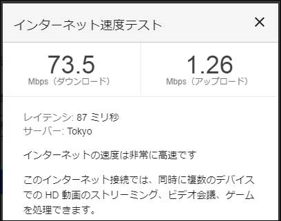 2020年5月15日14時頃のWiMAX ホームルーターL02の通信速度