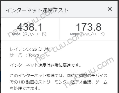 ビッグローブ光 IPv6の通信速度(2021年3月3日 9時頃)