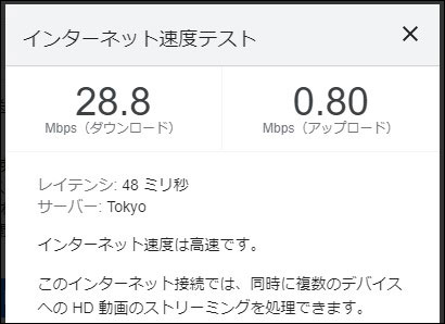 Speed Wi-Fi HOME 5G L11 通信速度 2021年7月9日 13時半頃