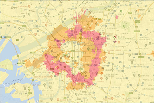 WiMAX+5G エリアマップ 大阪府